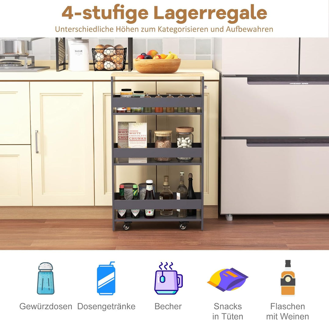 GIANTEX Nischenregal 20 cm Breit, Küchenregal Küchenschrank Küchenwagen Klein, Nischenschrank Nische
