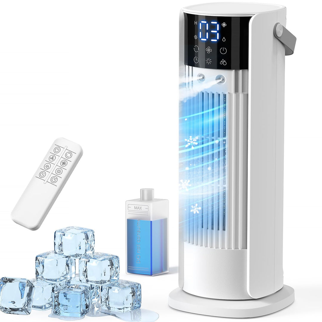 Mobile Klimaanlage, Mini Klimaanlage con Tanque de 900ml, 4-In-1 Luftkühler mit Wasserkühlung, 3 Geb
