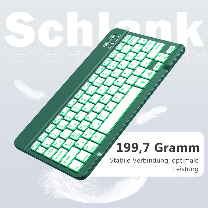 Vobafe Bluetooth Tastatur mit Telefonhalter für iPad Air/Pro/Mini/A16/11/10.9/10.2/iPhone, Kabellose