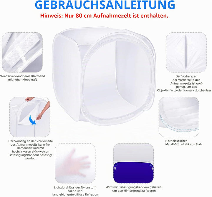 NEEWER 24x24 Zoll/ 60x60cm Fotostudio Aufnahme Zelt Lichtwürfel Diffusions Soft Box Set mit 4 Farben