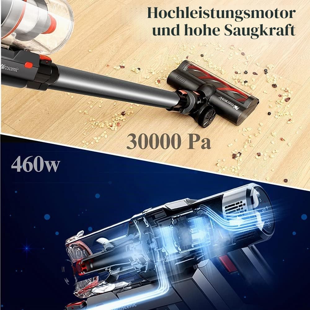 Proscenic P11 Akku Staubsauger, kabelloser Staubsauger, 30,000 Pa Starke Saugleistung, Betriebsdauer