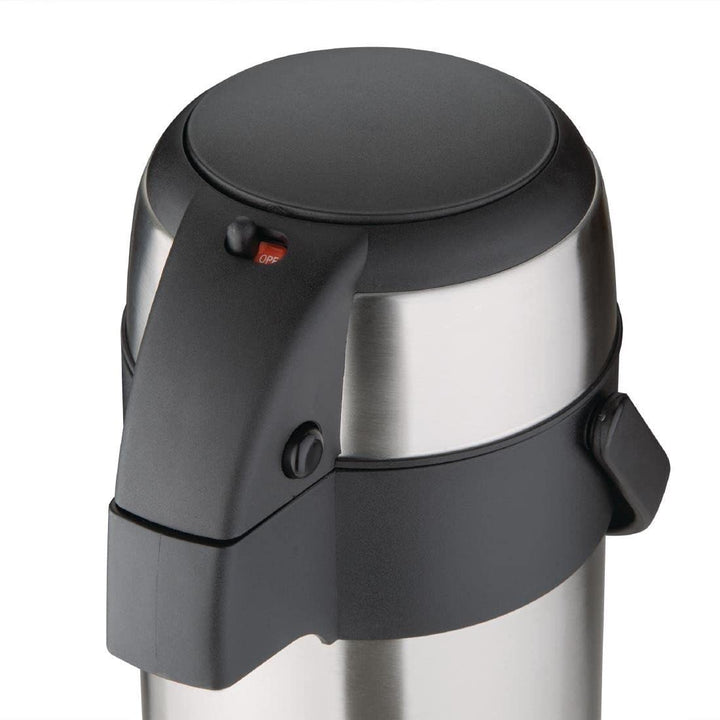 Olympia Pump-Action Airpot Thermoskanne, Edelstahl, mit schwingendem Tragegriff, 3 l