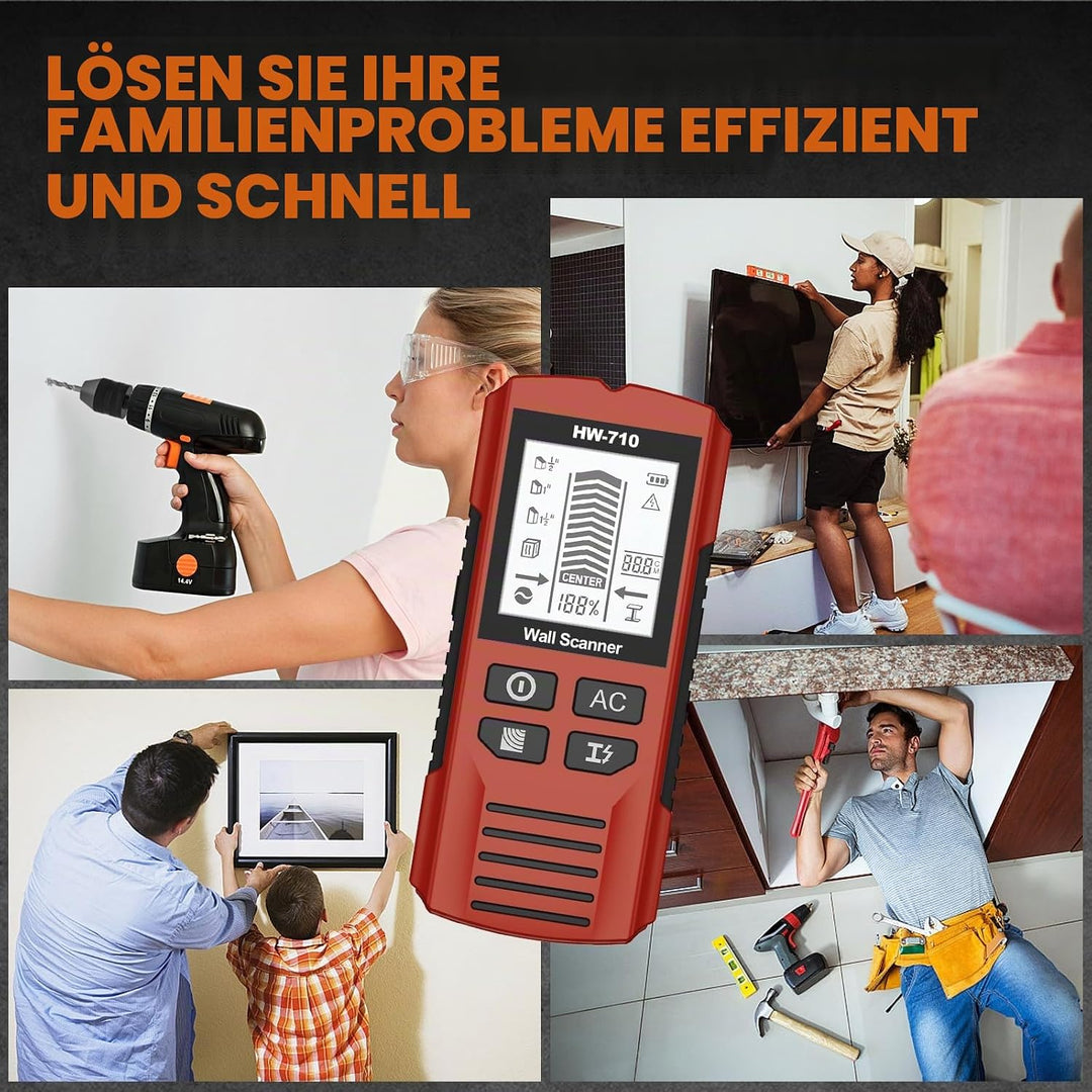 Leitungssucher 5 in 1 – Kabelfinder &amp; Metallsuchgerät für Stromleitungen, Holzbalken &amp; Eisen | Multi