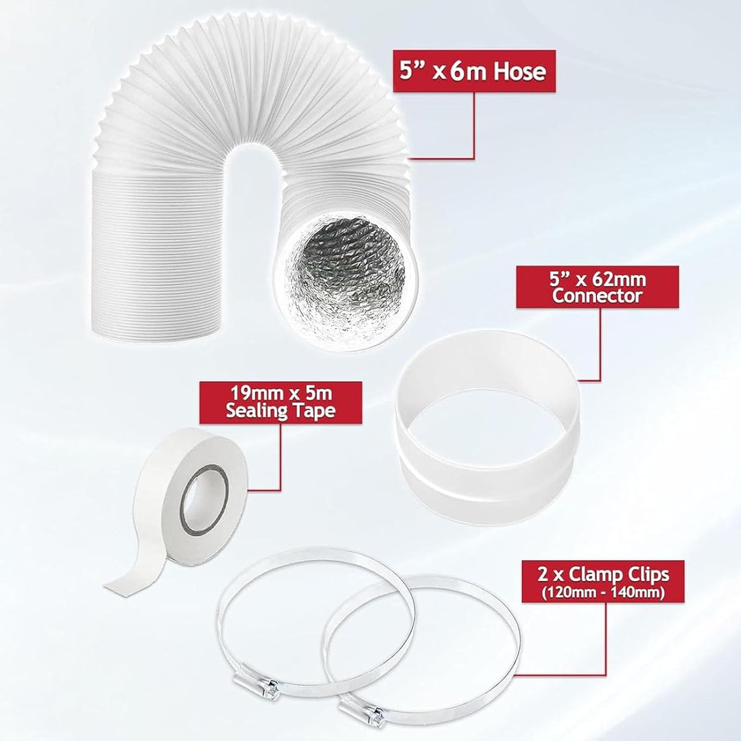 SPARES2GO Klimaanlagenschlauch-Verlängerungs-Set (6 m x 5 Zoll/125 mm)