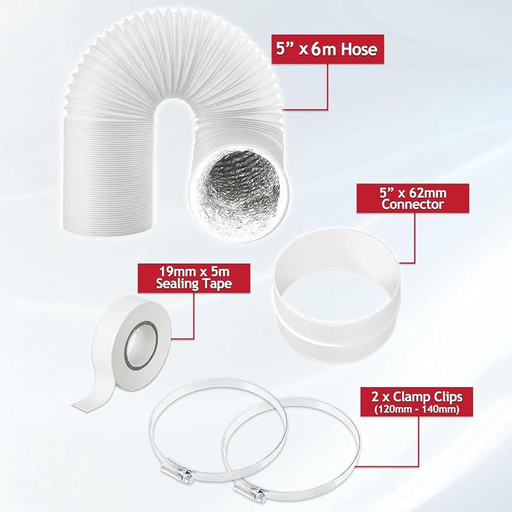 SPARES2GO Klimaanlagenschlauch-Verlängerungs-Set (6 m x 5 Zoll/125 mm)