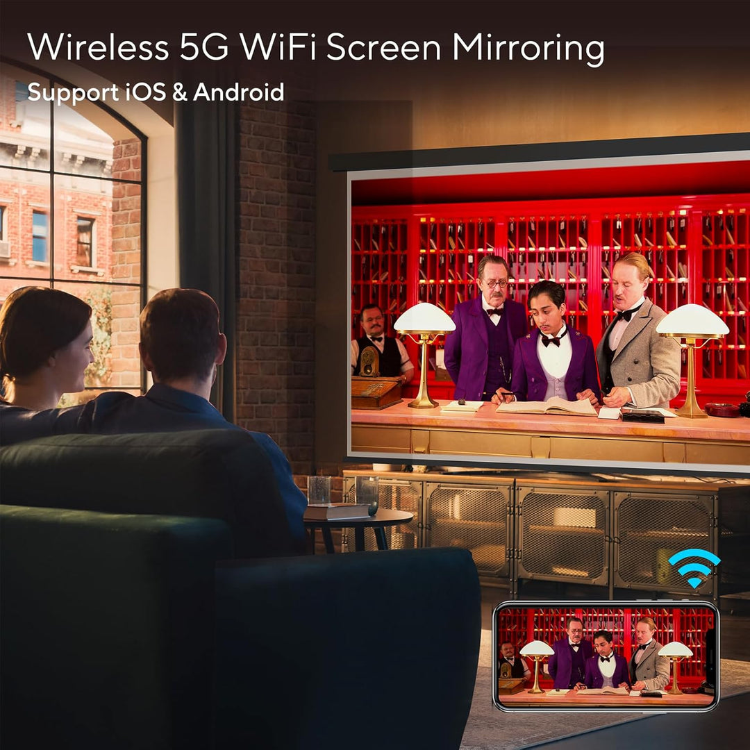 Beamer 4K Unterstützt, AKIYO O4 Smart Projektor mit WiFi 6 und Bluetooth 5.4, Mini Beamer Handy Auto