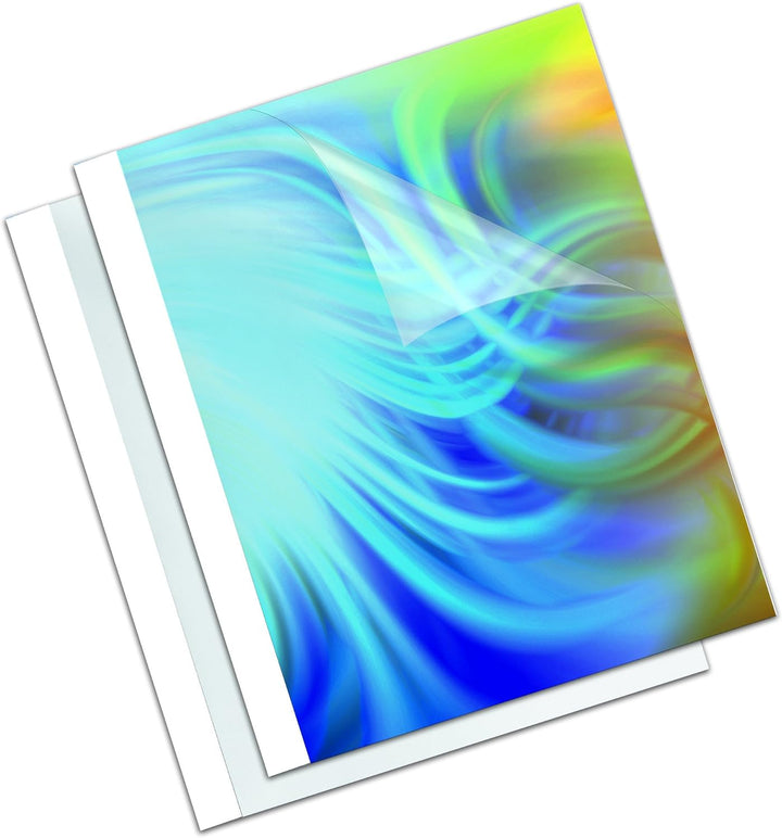 Fellowes Thermobindemappen Standard, 150 Mikron Vorderseite (PVC) / 200g/m² Rücken (glänzend), weiss