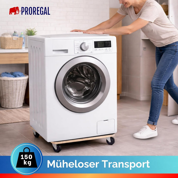PROREGAL Profi Transportroller HERCULES 50x50 cm Schwerlast bis 150 kg mit 4 Gummirollen & Griff, Si