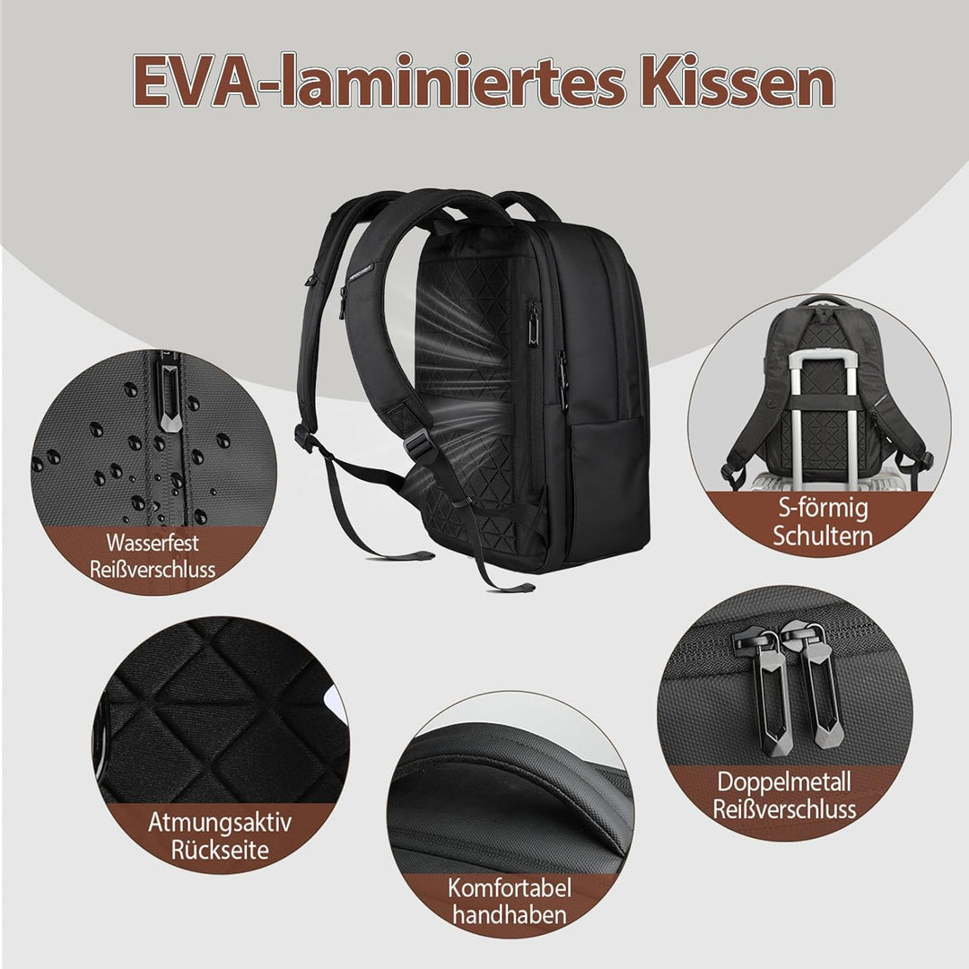 hk 17 Zoll Business Laptop Rucksack Herren, spritzwassergeschützt und Diebstahlsicherung Reiserucksa