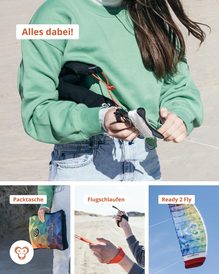 Skymonkey Airtwister Lenkmatte inkl. Packsack & Flugschlaufen - Lenkdrachen bereits fertig angeleint