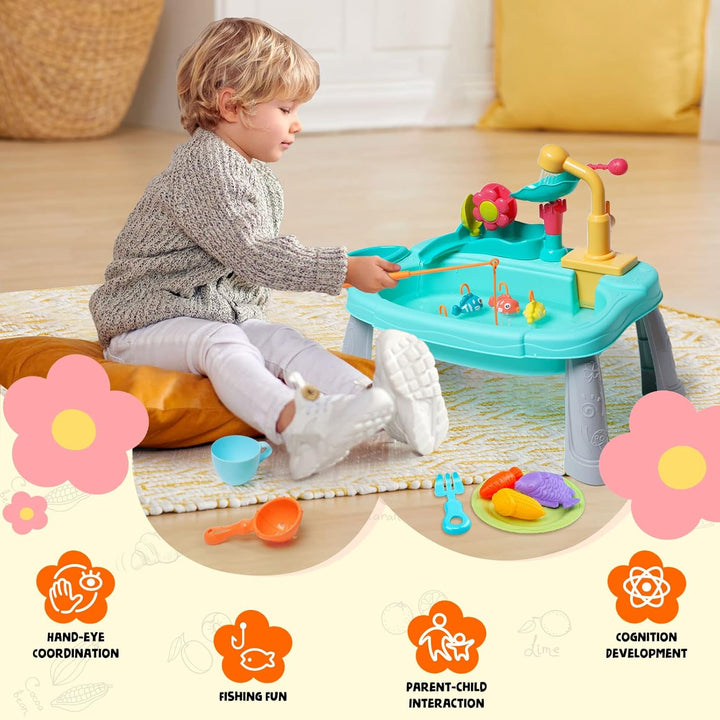 Ark miido Küchenspüle Spielzeug mit fliessendem Wasser, kinderwaschbecken mit Wasserhahn, Waschbecke