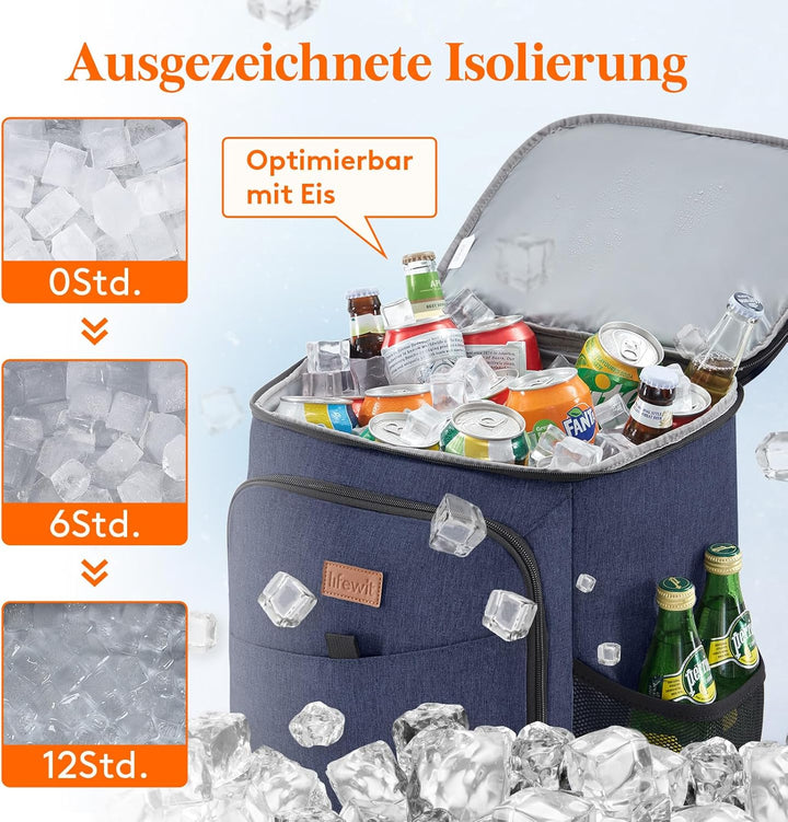 Lifewit 32L, 34 Dosen, isolierte Kühltasche, Grosse kühlrucksack, auslaufsichere tragbare Lunchtasch
