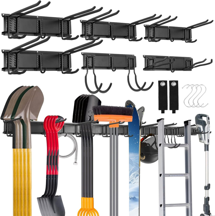 Sinoer Wandhalterung für Werkzeuge 244 cm (96 Zoll) - Garage Organizer mit 18 Haken + 4 S-Haken &amp; 2