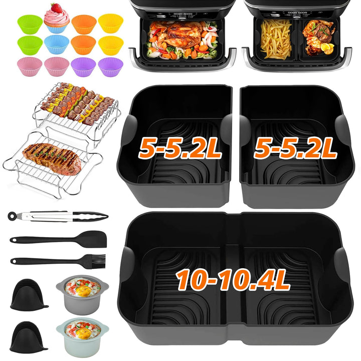 28 Stück Silikonform Heissluftfritteuse für Ninja Foodi Flexdrawer 10,4 l AF500EU, COSORI Heissluftf