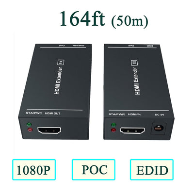 HDMI Extender Low Latency 165ft/40m, Over Single Cat5e/6 RJ45 Cable Full HD 1080P Support 3D EDID, L