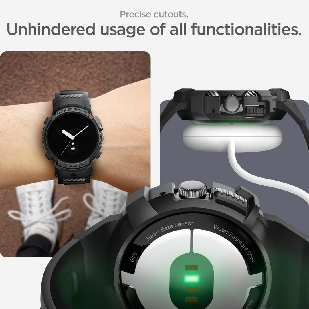 Spigen Rugged Armor Pro Schutzhülle und Armband, kompatibel mit Google Pixel Watch 4/3/2/1, 41 mm Go