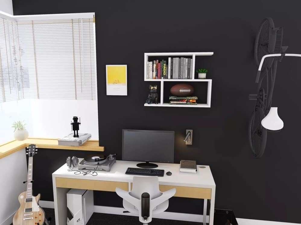 KUBUTKU Dekorativ Wandregal mit 2 Böden 70x55x18 Design Skandinavischer Modern für Wohnzimmer Küche
