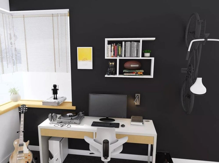 KUBUTKU Dekorativ Wandregal mit 2 Böden 70x55x18 Design Skandinavischer Modern für Wohnzimmer Küche