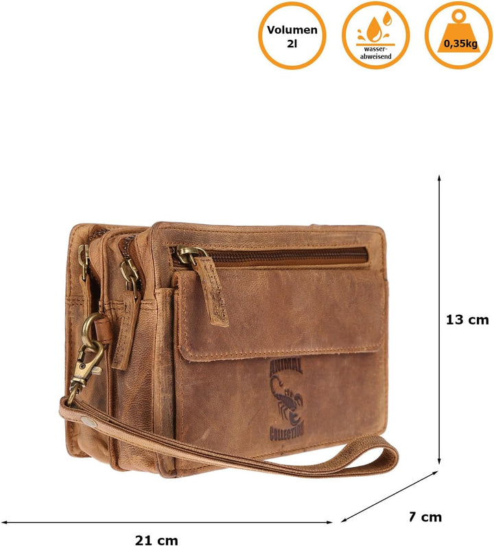 Christian Wippermann Herren echt Leder Handgelenktasche Herrenhandtasche Dokumententasche Tasche Dop