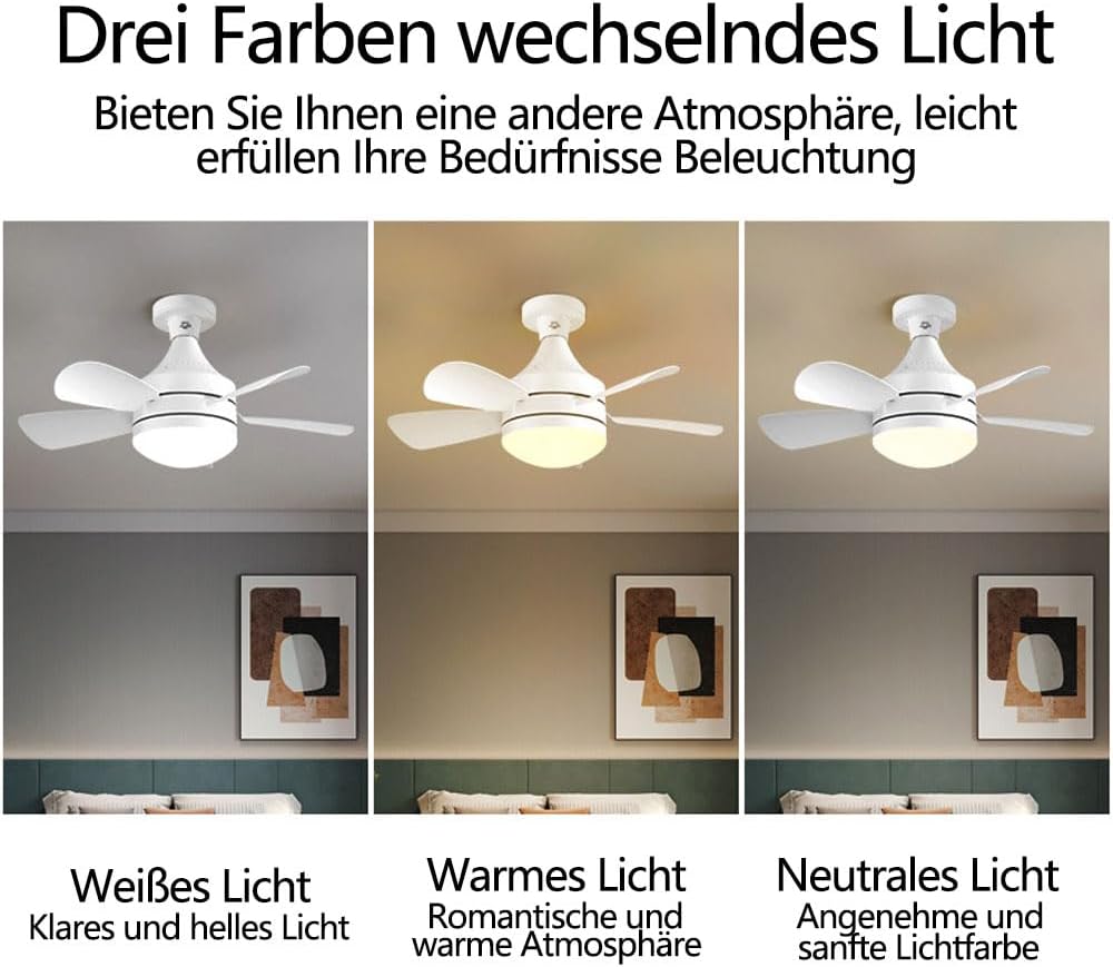 Deckenventilator mit Beleuchtung und Fernbedienung,Ventilator Lamp E27,Deckenventilatoren mit Beleuc