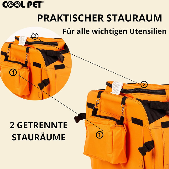 COOL PET Reisebox, Hundebox L 70 * 52 * 52cm, Box für Reise, Käfig, Zwinger (orange), orange