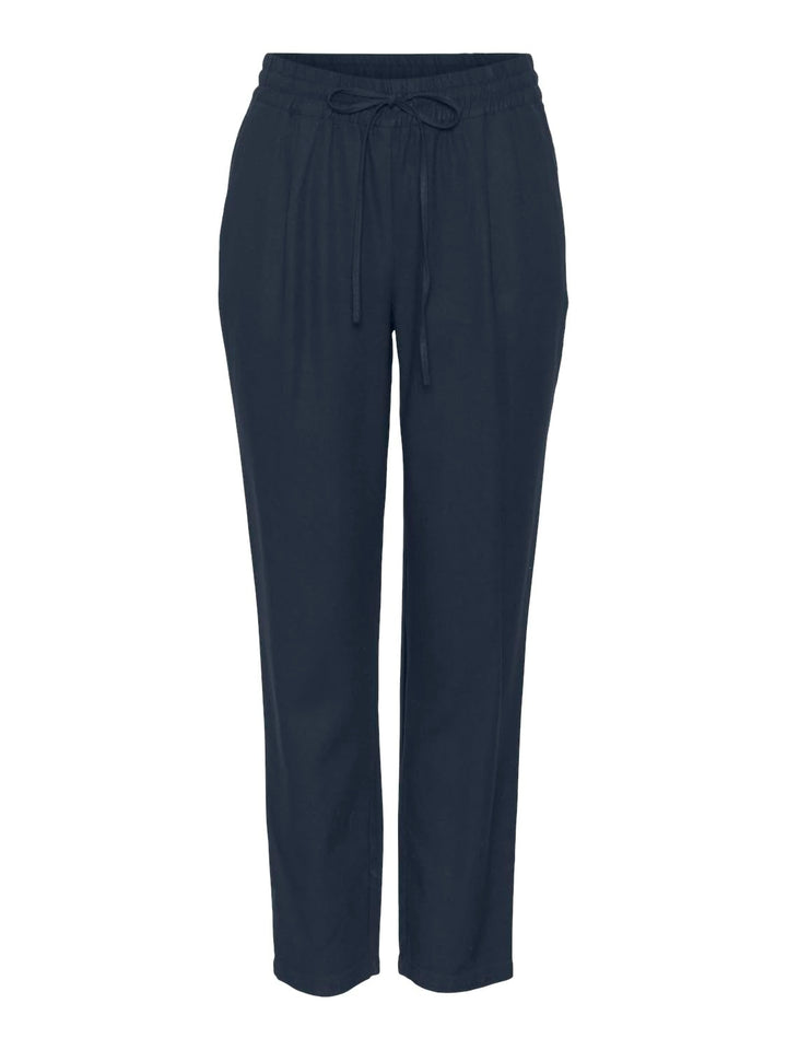 VERO MODA Damen Legere Leinen Stoffhose Casual Schlupfhose Lockere Ankle Pants XS Blau-2, XS Blau-2