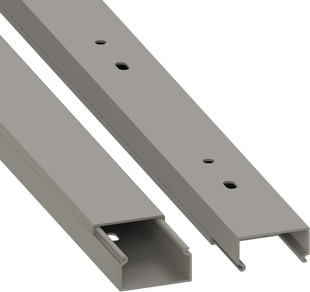 Habengut Kabelkanal (mit Montagelochung im Boden) 30x15 mm aus PVC, Farbe: Grau, Länge 4 m (4 x 1 m