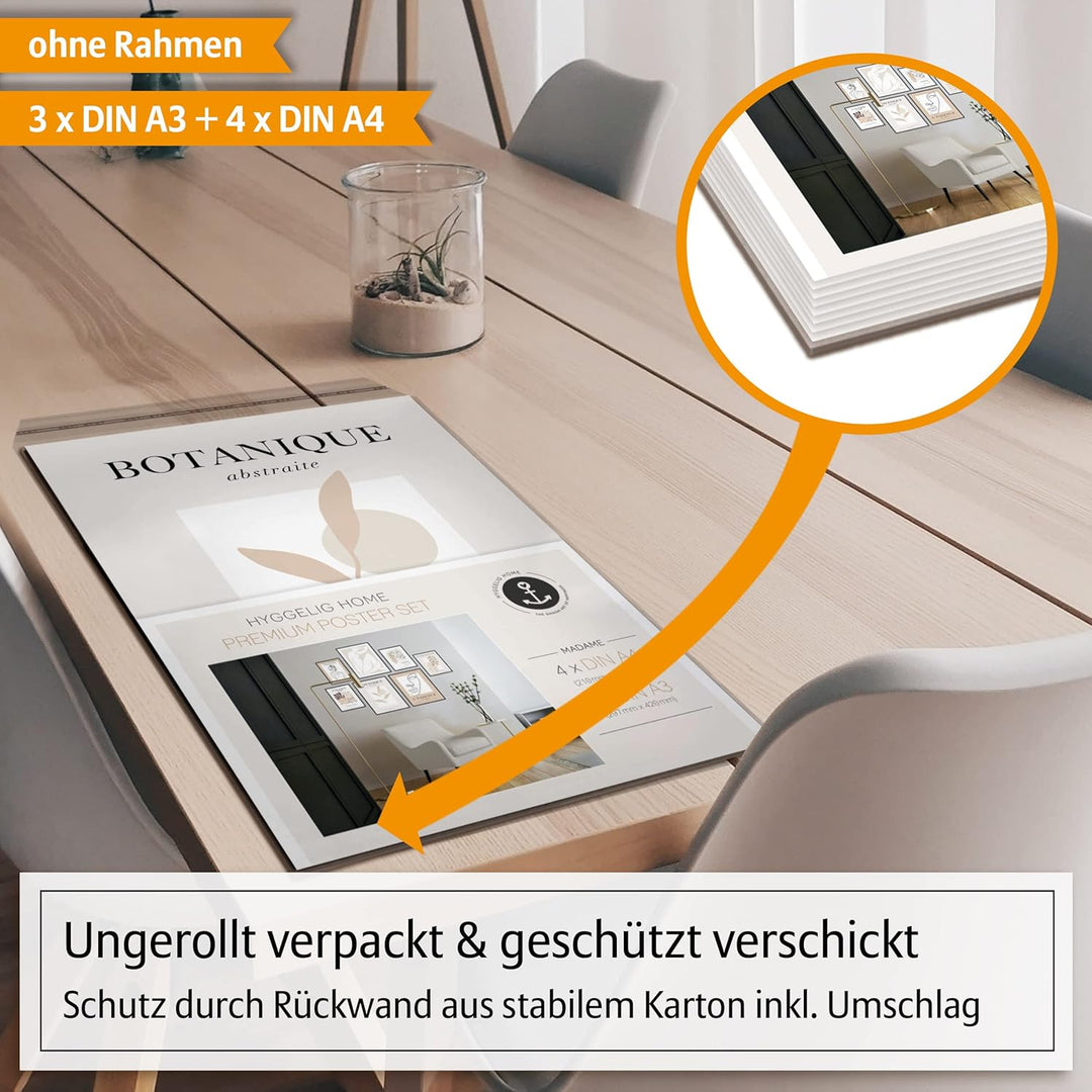 Hyggelig Home Premium Poster Set - 7 passende Bilder im stilvollen Set - Collage Wand Deko - Set Mad