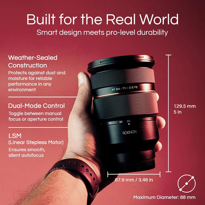 Rokinon AF 24–70 mm f/2.8 Autofokus-Vollformat-Zoomobjektiv für Sony E (IO2470AFZ-E)