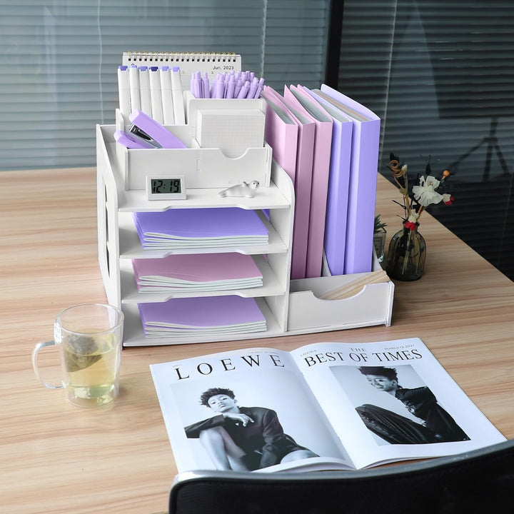 Briefablage Organizer, A4 Papier Ablagefächer, 4-stöckiges Büro Aktenablage, Schreibtisch Datei Tidy