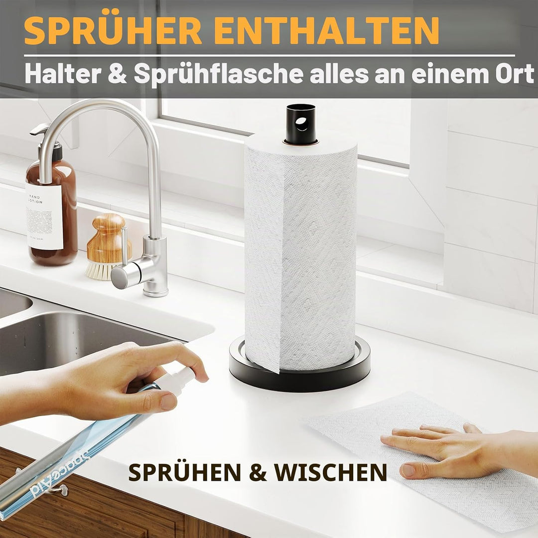 SpaceAid 2-in-1-Papierhandtuchhalter mit Sprühflasche, Arbeitsplatten-Papierhandtuchhalter Ständer m