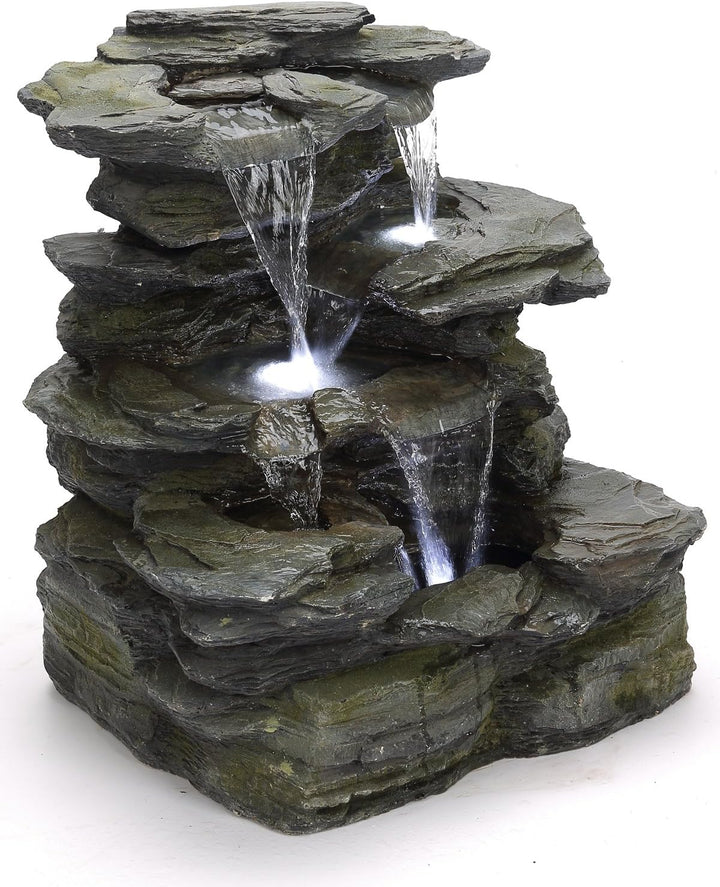 Köhko Springbrunnen Greifensteine Gartenbrunnen in Naturstein-Optik mit LED-Beleuchtung Höhe=56 cm m