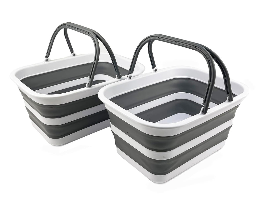 SAMMART 12L zusammenklappbare Wanne mit Griff – tragbarer Outdoor-Picknickkorb/Krater – Faltbare Ein