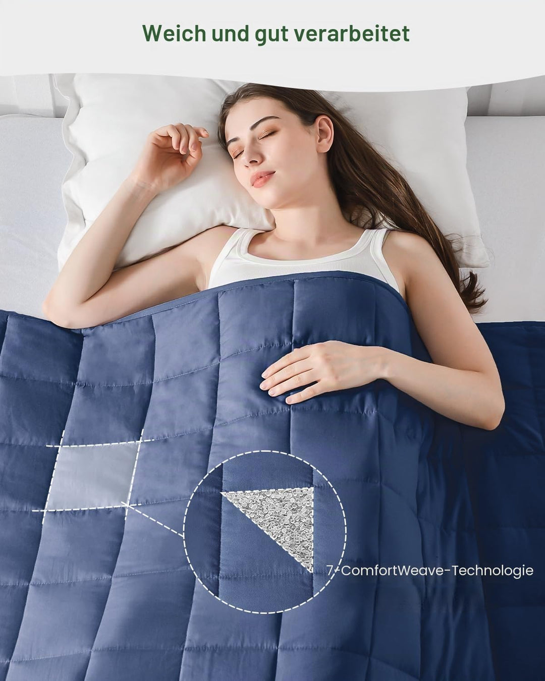 Sivio Gewichtsdecke für Erwachsene 7kg, Atmungsaktive Beschwerungsdecke, weiches Material mit Glaspe