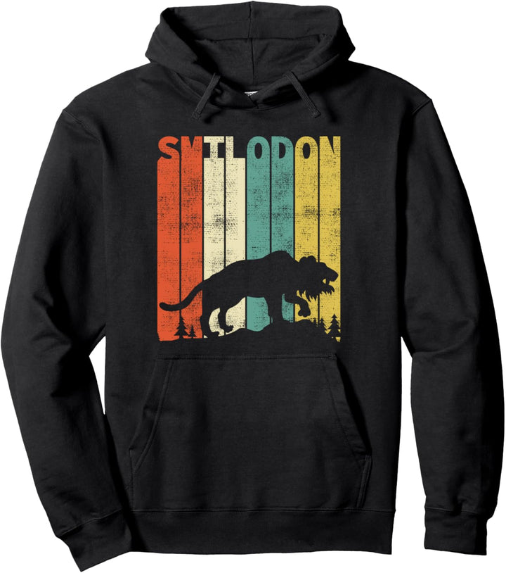 Retro Smilodon Säbelzahntiger Grosskatzen Geschenke Pullover Hoodie