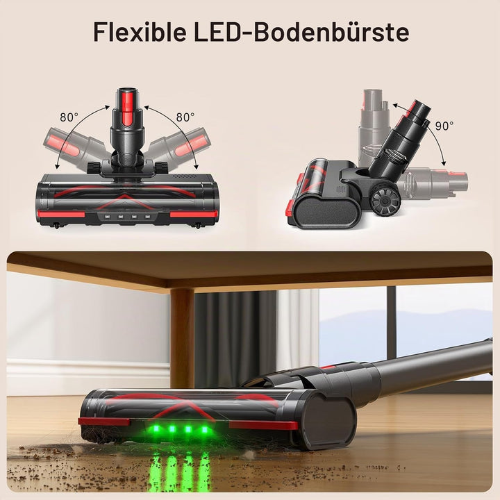 Lubluelu Akku-Staubsauger 50000Pa, kabellos mit Smart Display &amp; Anti-Tangle-Bodenbürste, leicht &amp; fl