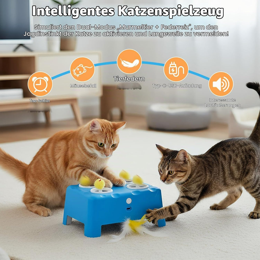 Focenat 2-in-1 Automatisches Katzenspielzeug, Interaktives Katzenspielzeug, Wiederaufladbares Katzen