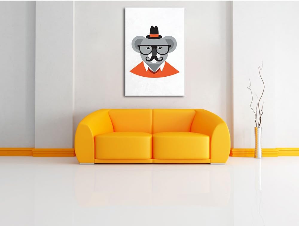 Pixxprint Hipster Koala als Leinwandbild/Grösse: 100x70 cm/Wandbild/Kunstdruck/fertig bespannt 70x10