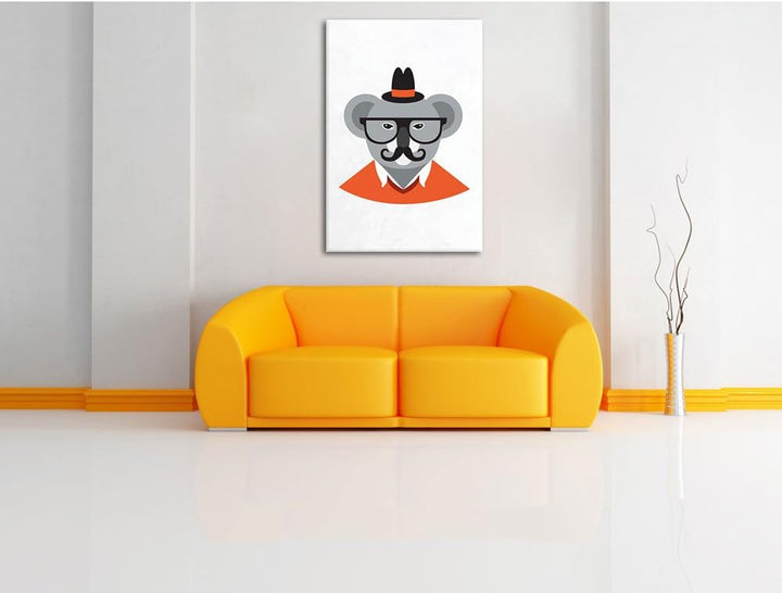 Pixxprint Hipster Koala als Leinwandbild/Grösse: 100x70 cm/Wandbild/Kunstdruck/fertig bespannt 70x10