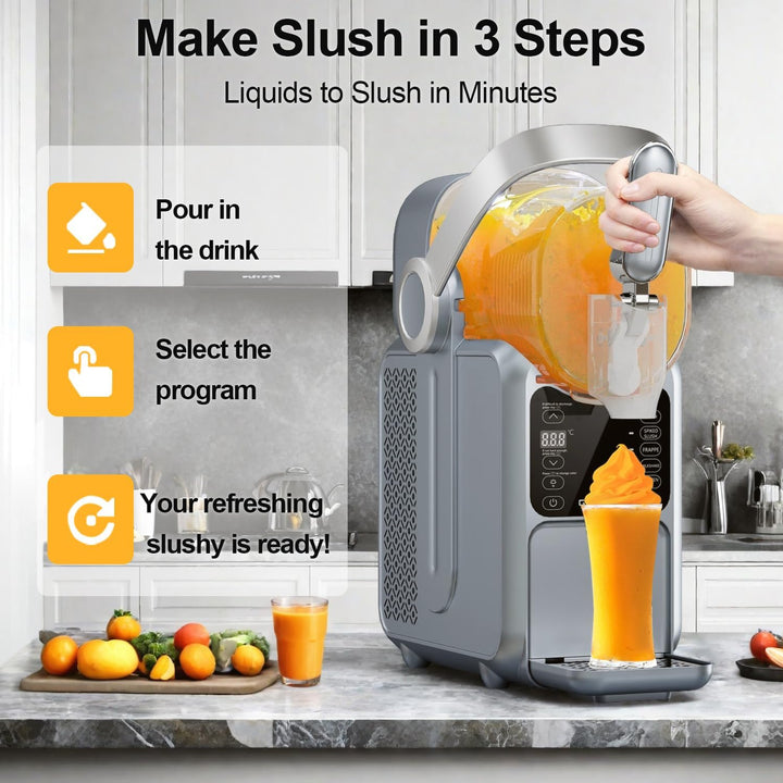 Slush Maschine, 3L, kein Eis nötig, Slush-Maker für Zuhause mit tragbarem Griff, Echtzeit-Temperatur