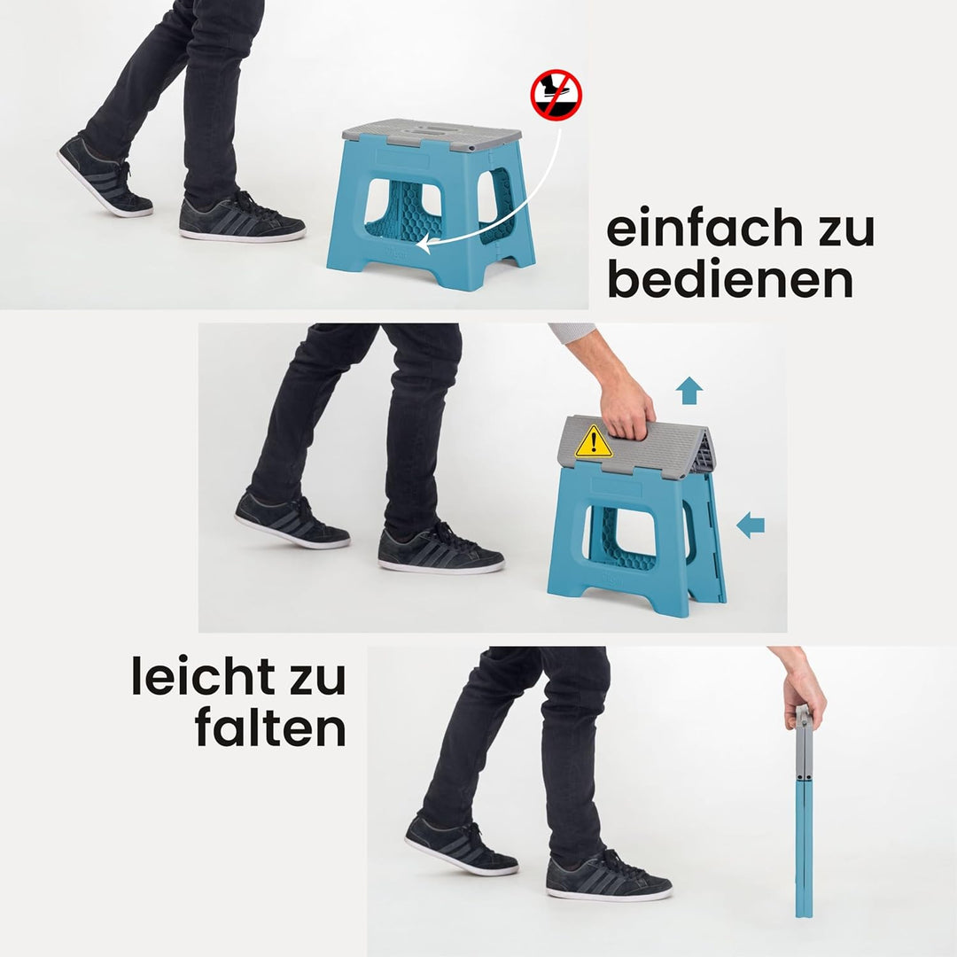 Vigar Kompakte Tritthocker Klappbar für Erwachsene, 27 cm, Klapphocker Faltbar 150 kg rutschfest, Le