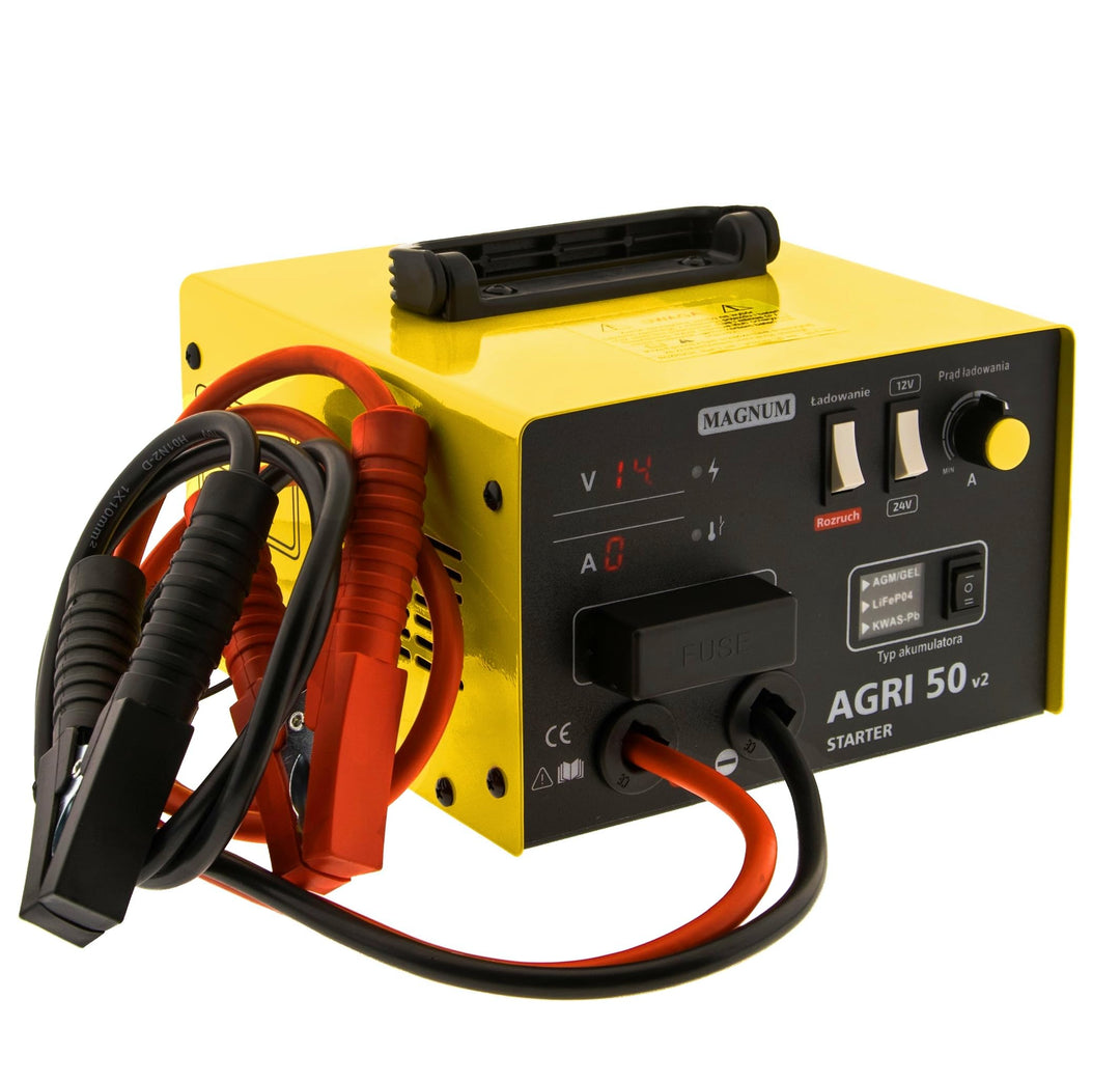 Magnum AGRI 50 v2 Starter – Batterieladegerät mit Starthilfe 12V/24V 50A Booster für Auto, LKW, Trak