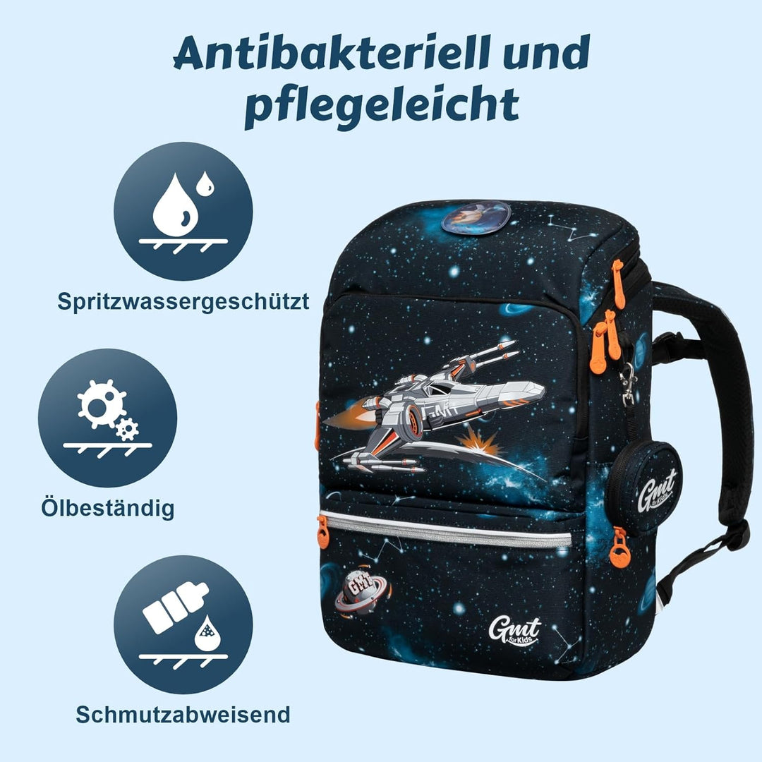 Schulranzen Set 6-teilig Ergonomische Ultraleichte Schultasche Mädchen Junge Kinder Schulrucksack Ra
