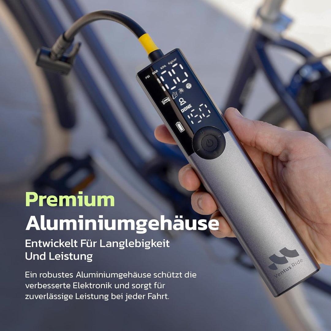 Woowind Ventus Ride Fahrradpumpe, 150 PSI/10,3 Bar, Elektrische Luftpumpe, Aufpumpen in 1 Minute, Ak