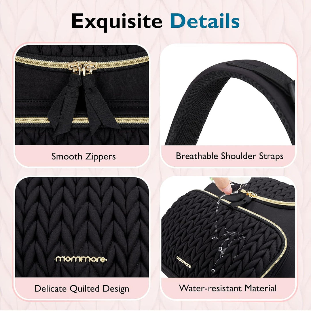 mommore Wickeltasche, kleiner Wickelrucksack, stylischer Baby-Reiserucksack mit isolierten Fächern,