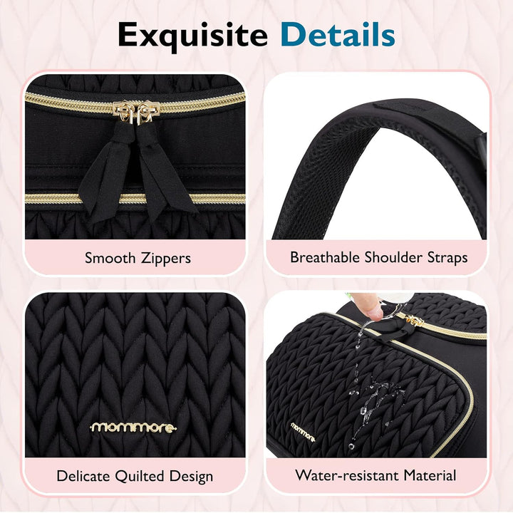 mommore Wickeltasche, kleiner Wickelrucksack, stylischer Baby-Reiserucksack mit isolierten Fächern,