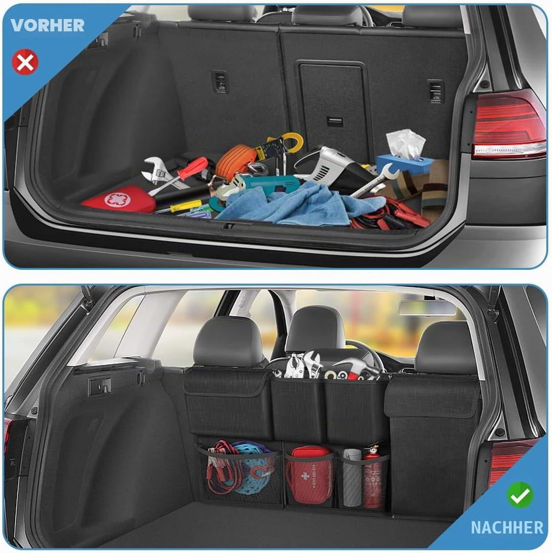 CGEAMDY Multifunktionale Auto Organizer Rücksitz, Kofferraum Organizer Auto, Oxford Tuch Auto Koffer