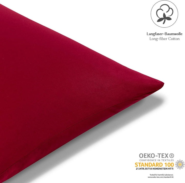 2er-Set Renforcé Kissenbezug 60 x 60 cm - 100% Baumwolle mit Reissverschluss, Superweicher Kopfkisse