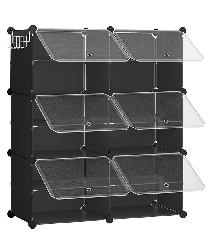 HOOBRO Schuhregal mit 6 Fächern, Schuhschrank, für 24 Paar Schuhe, 40 x 30 x 30 cm pro Fach, schmal,