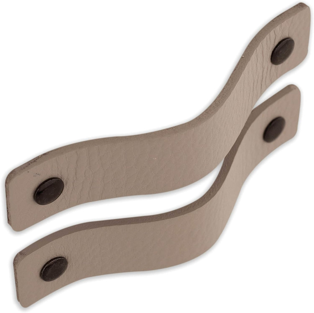 Brute Strength - Ledergriffe für Möbel - Hellgrau - 4 Stück - 12,5 x 2,5 cm - Schrankgriff, Türgriff